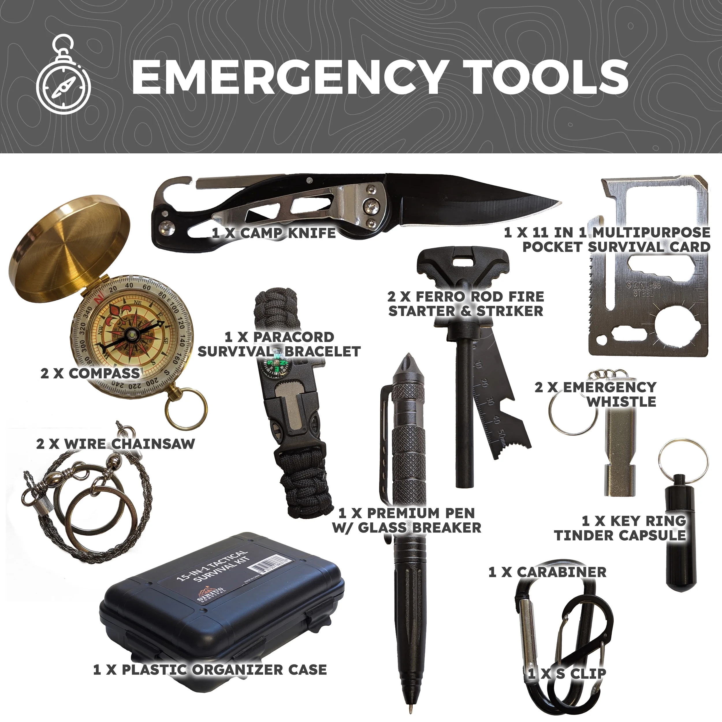 Pre-Packed Emergency Survival Kit/Bug Out Bag for 2 - Over 175 Total Pieces of Disaster Preparedness Supplies for Hurricanes, Floods, Earth Quakes & Other Disasters, Black - Image 4