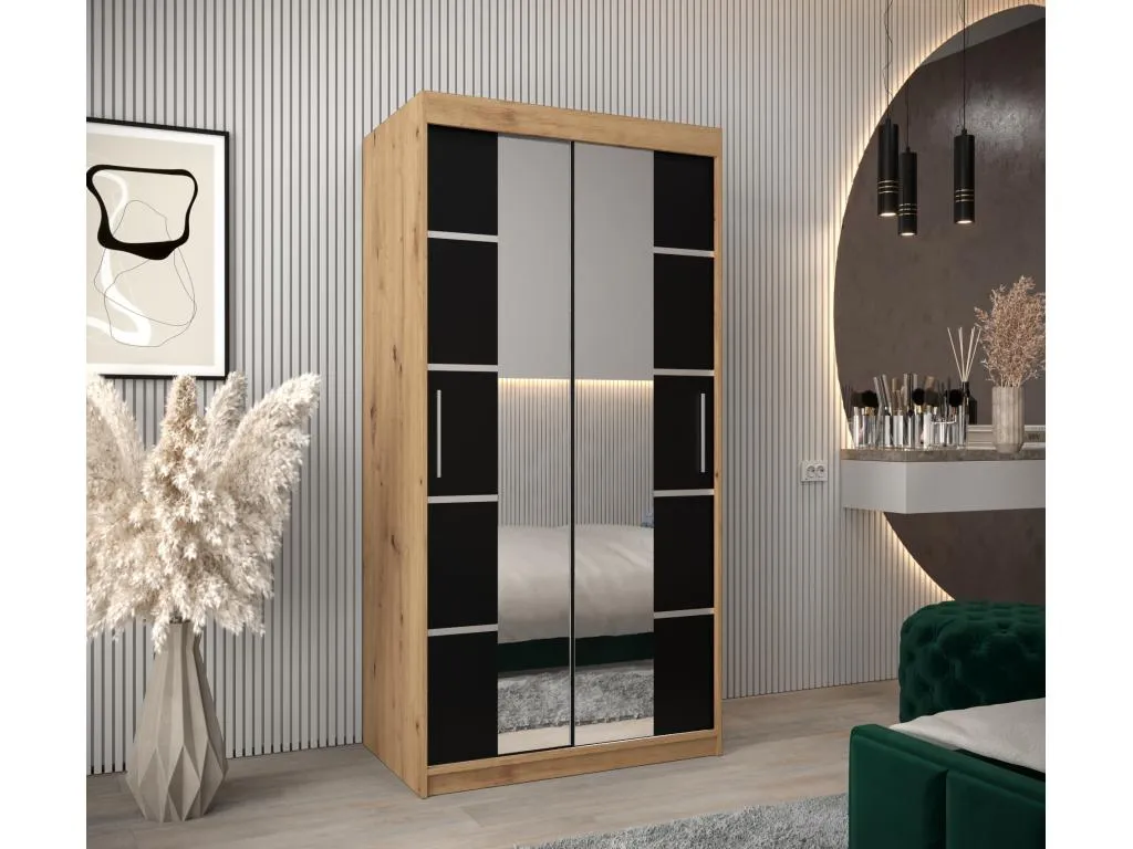 ARMARIO Kavehomedeco 4 DE PUERTAS CORREDERAS 200/100/62 2 puertas (artisan/negro) 58136EYDN