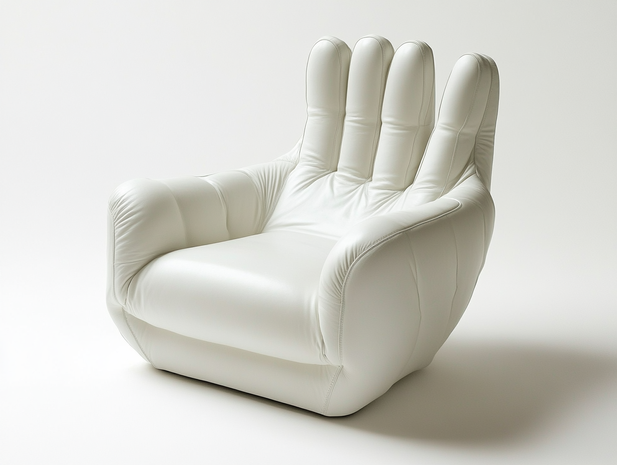 Sillón con forma de mano decorativo para dormitorio juvenil o sala de juegos