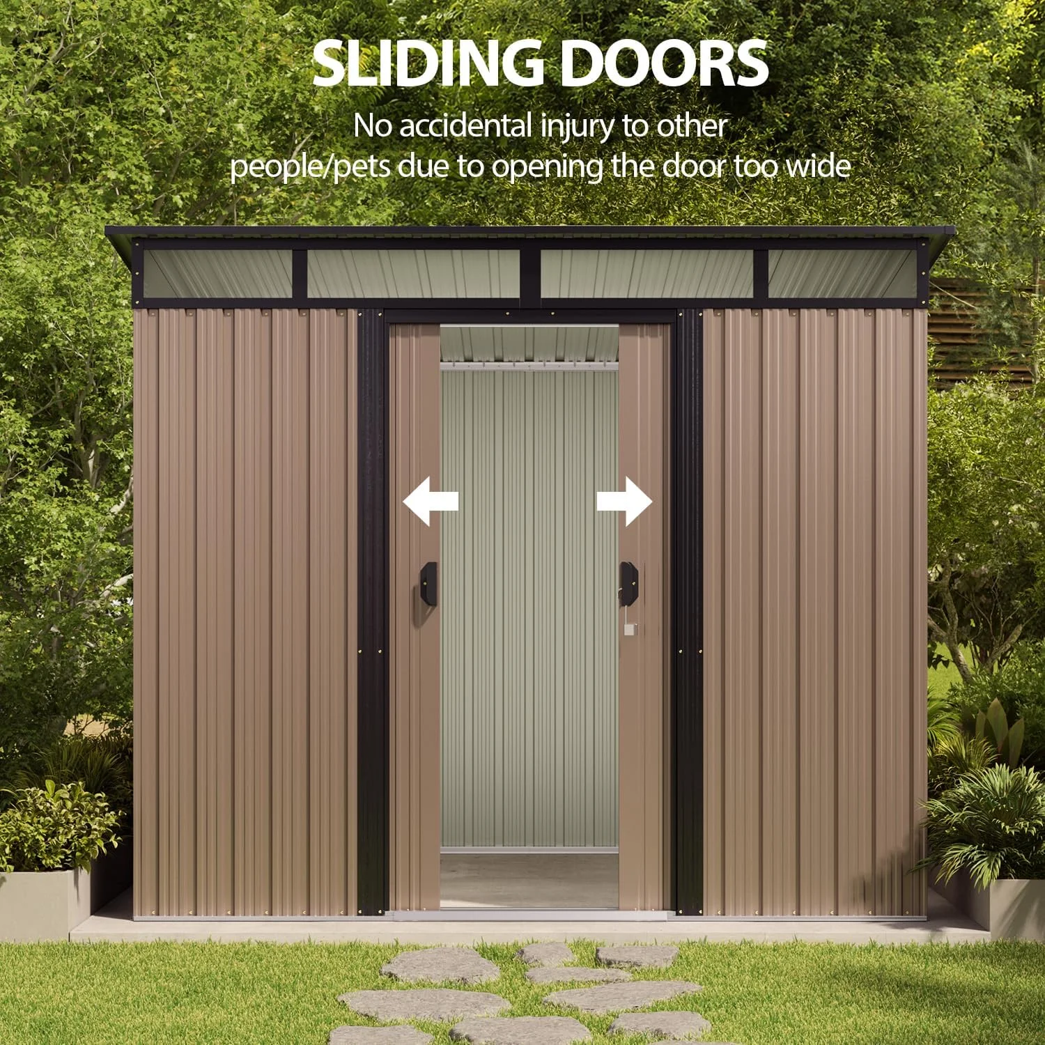 5'x3' Outdoor Storage Shed, Asofer Shed and Outdoor Storage Clearance, Weatherproof Tool Shed, Brown - Image 38