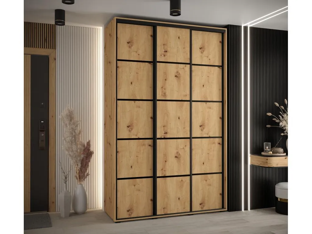 ARMARIO Decounico 4 DE PUERTAS CORREDERAS 235.2/160/60 3 puertas (Artisan/Artisan/Negro)