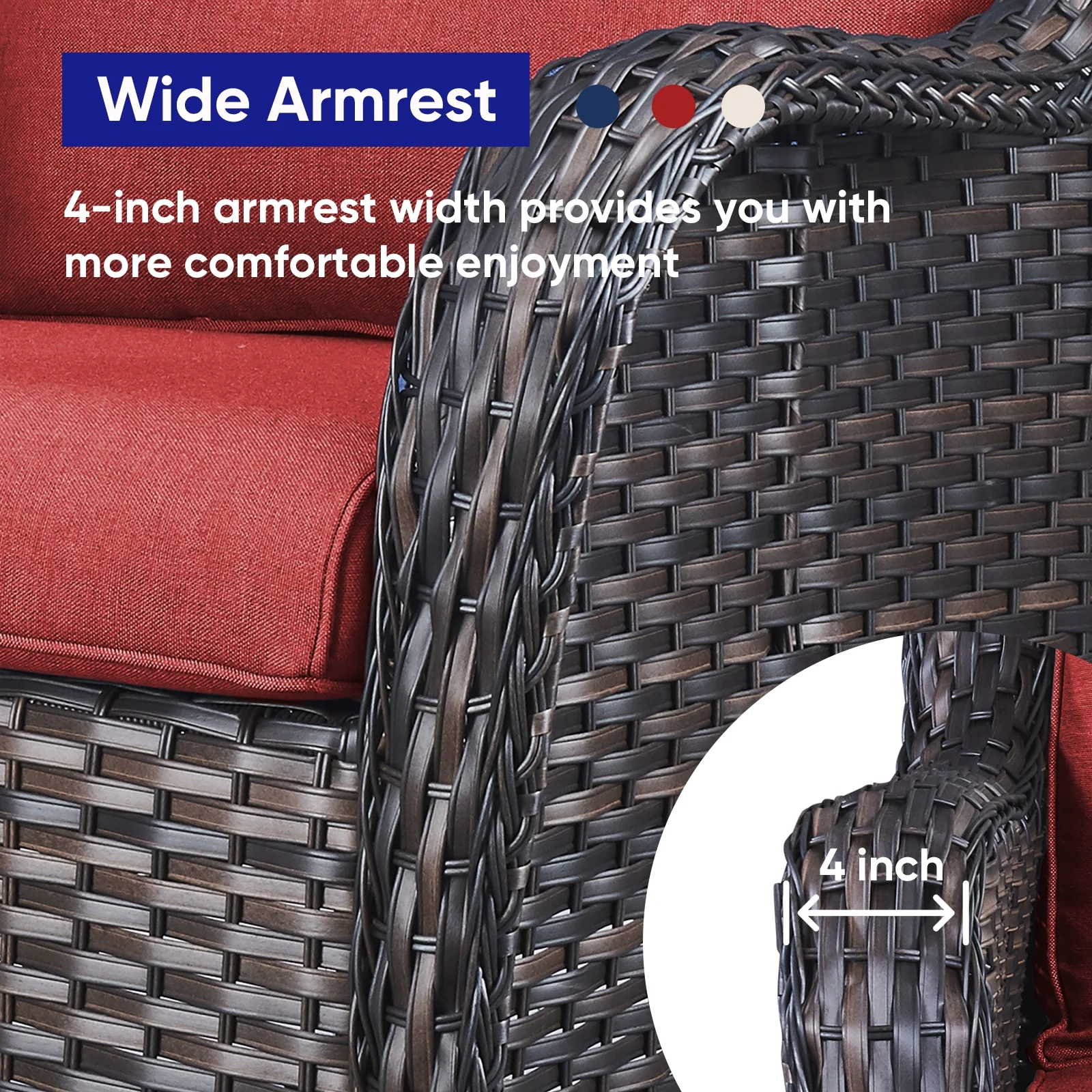 POCASSY 3 Piece Patio Set Outdoor Wicker Glider Rocking and Swivel Chairs with Cushions - Image 25