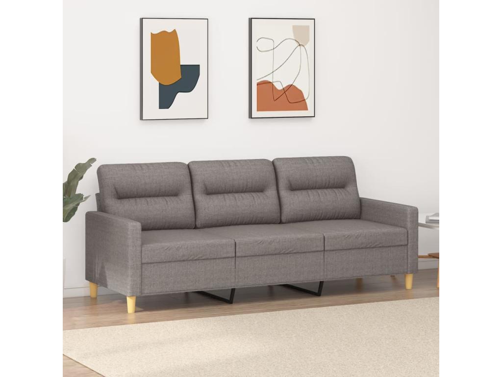 Sofá de 3 plazas de tela gris taupe 180 cm