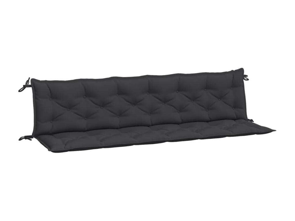 Cojines de banco de jardín 2 uds tela Oxford negro 200x50x7 cm