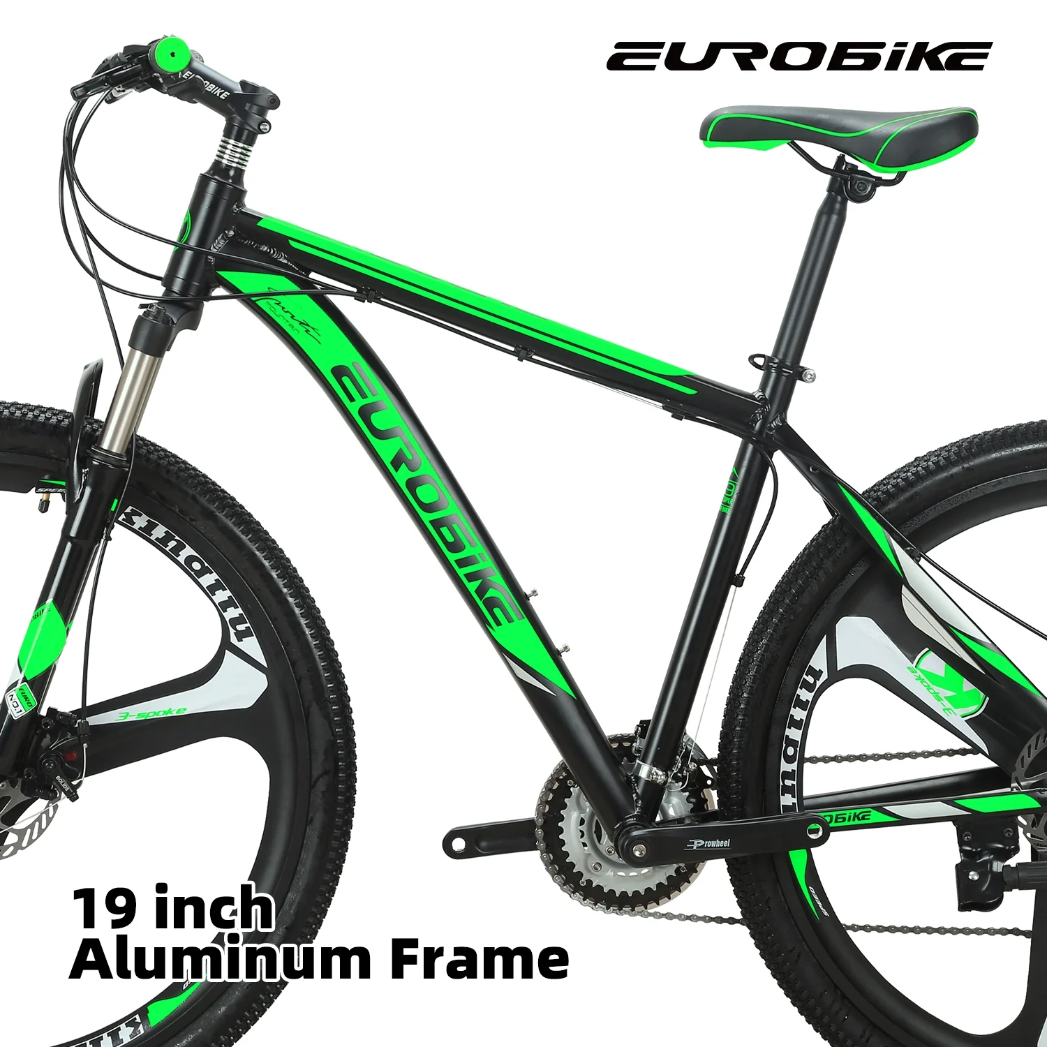 Mens Mountain Bike, Eurobike X9 Mountain Bike 29 inch, 19 inch Aluminum Frame, Bikes for Men 29er, Mens Bicycle 3-Spoke Silver - Image 15