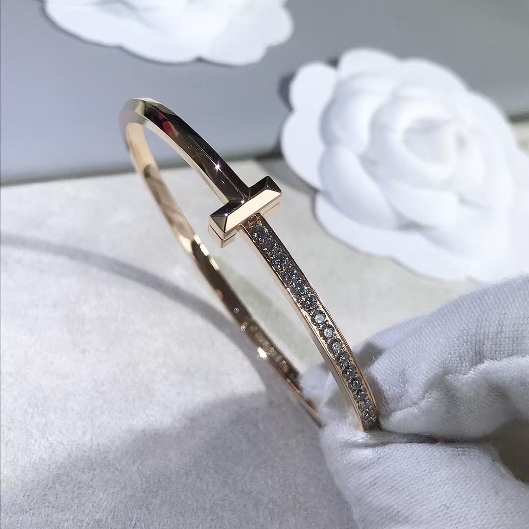 Tiffany T1 Narrow Diamond Hinged Bangle Bracelet - Original Replica Club