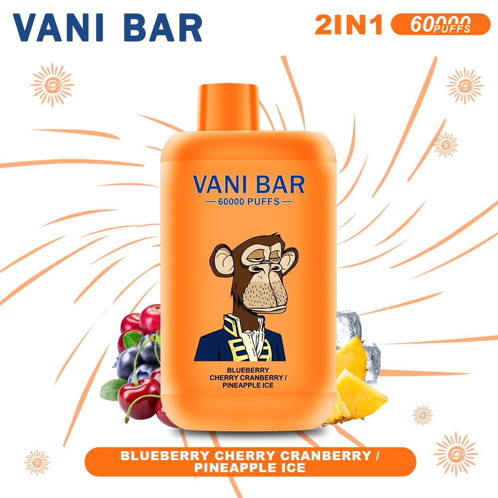 【VANI BAR】60000 PUFFS 2-in-1 & BLUEBERRY CHERRY CRANBERRY/PINEAPPLE ICE
