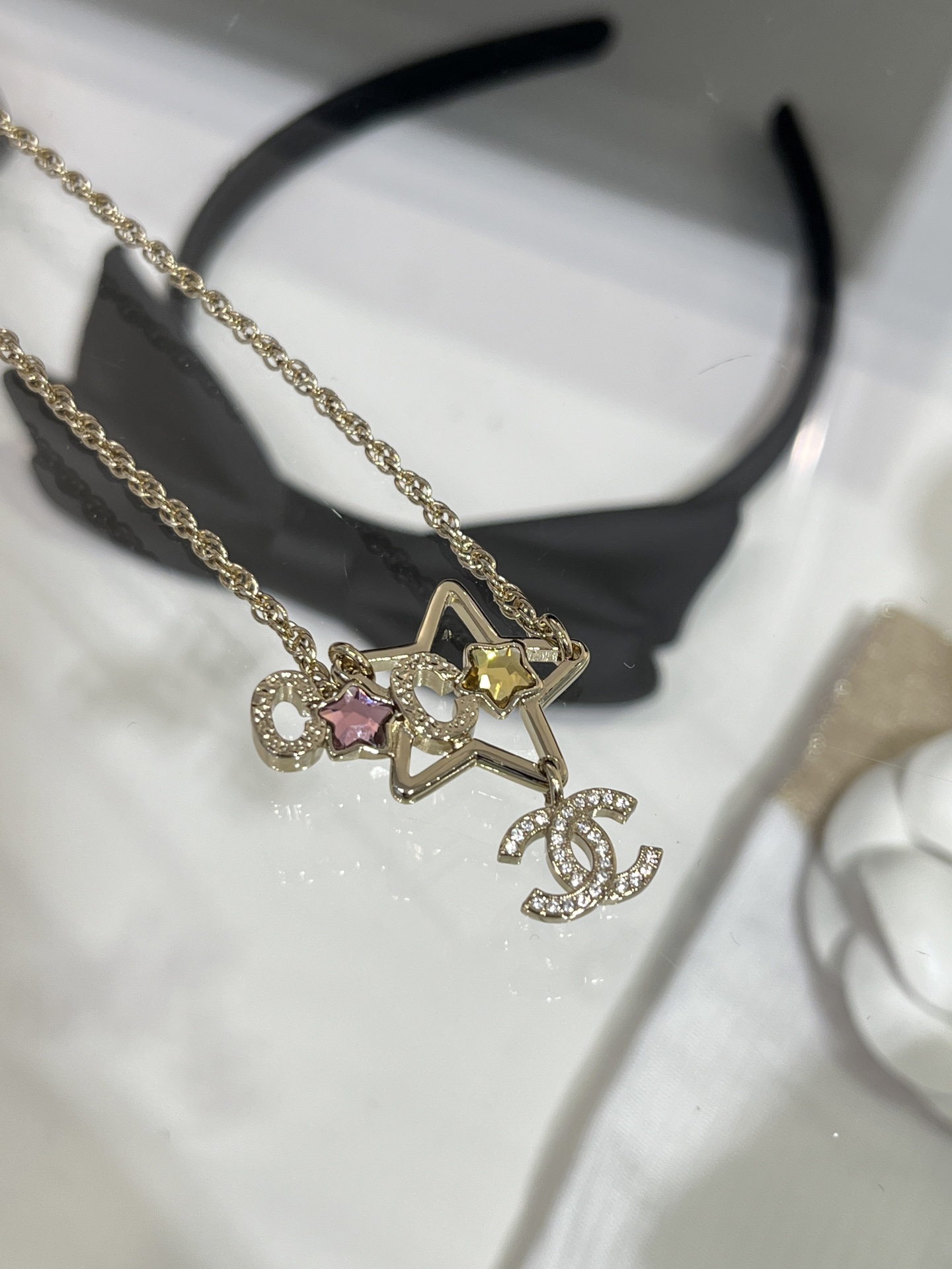 Chanel Rhinestone Star Coco CC Necklace - Original Replica Club