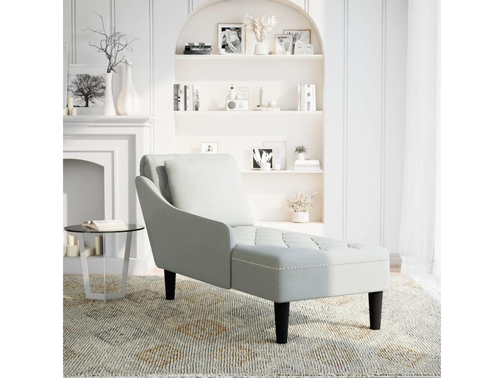 Sillón Cozetiq y cojín y reposabrazos derecho terciopelo gris claro