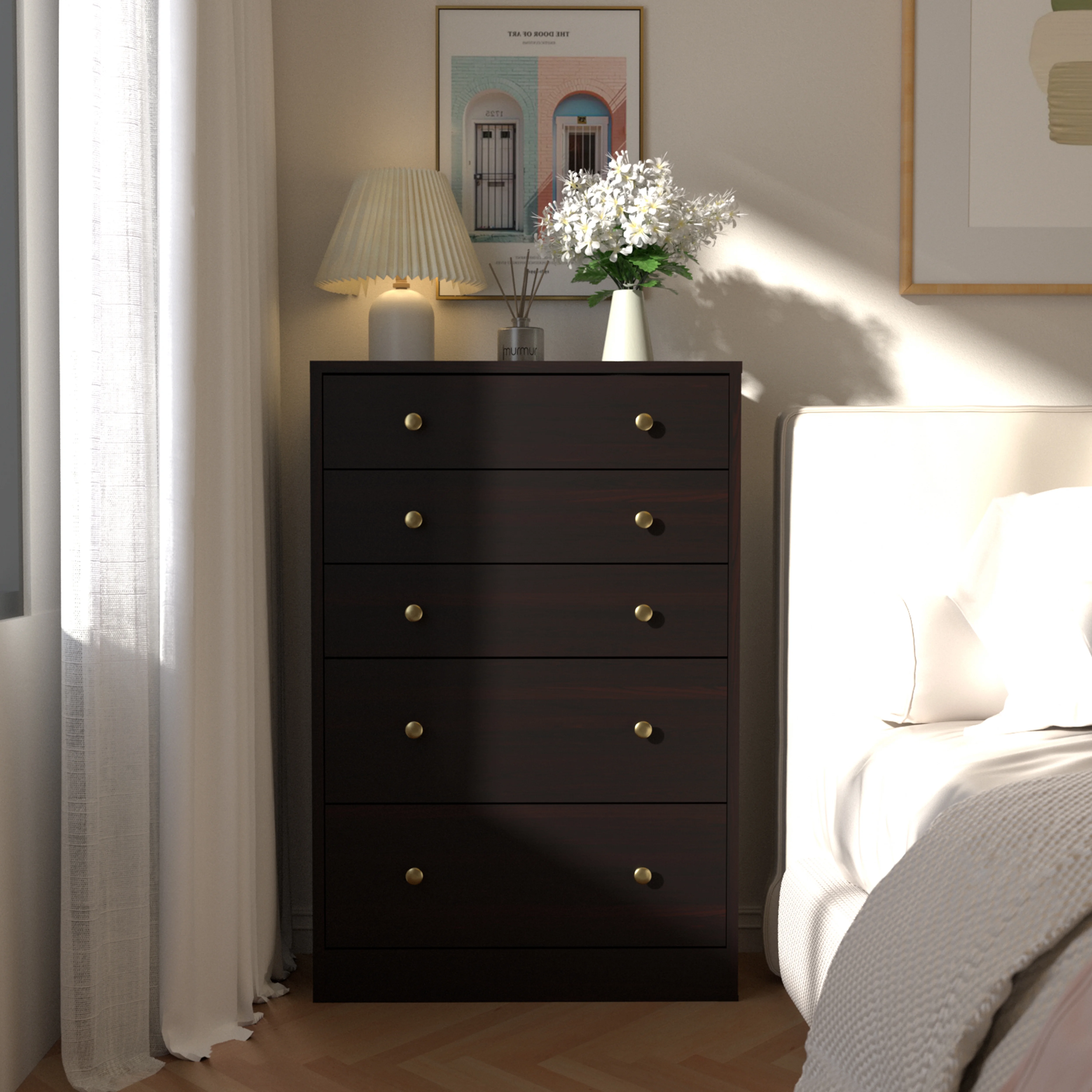 VEIKOUS Oversized 5-Drawer Dresser Chest, Large Storage Dresser for Bedroom Storage, Oak - Image 54