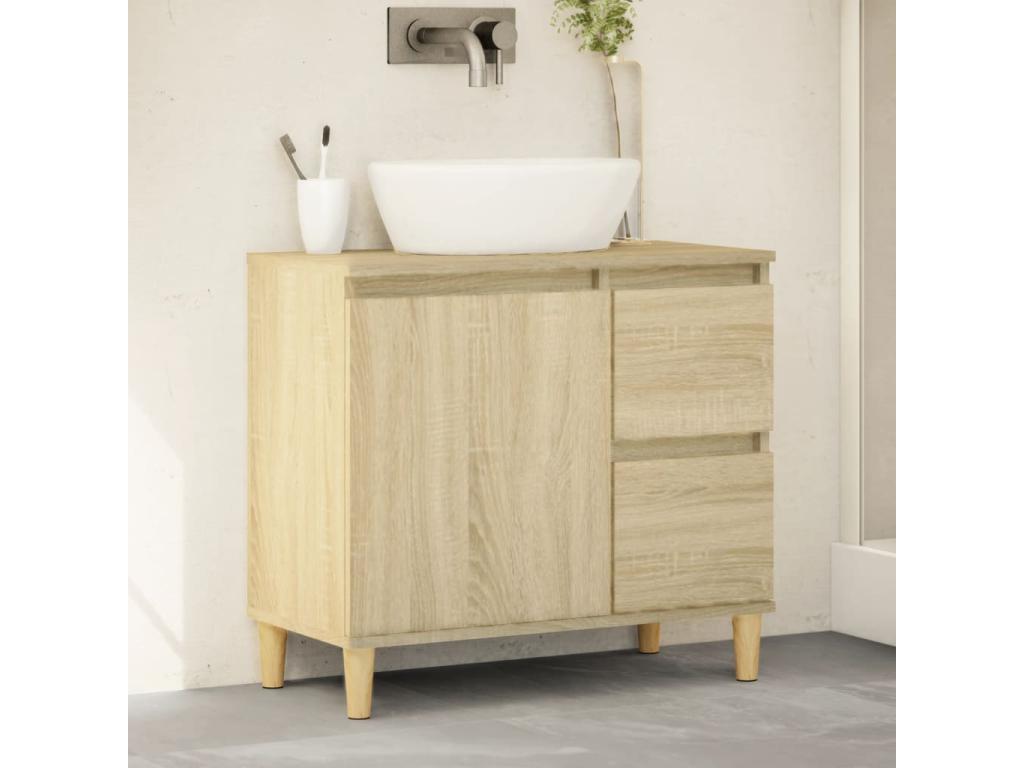 Armario de baño madera contrachapada roble Confortzx 65x33x60 cm
