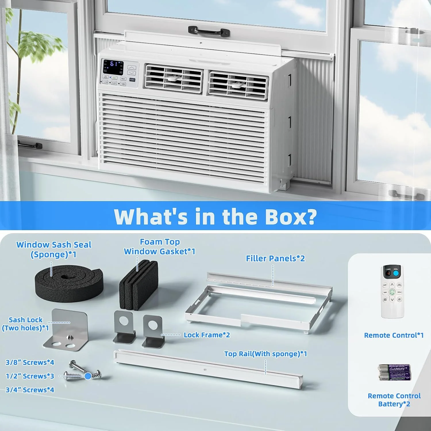Antarctic Star 12,000 BTU U-Shaped Window Air Conditioner Unit Cools up to 550 Sq.Ft. with 6 Modes 24H Timer, Ultra Quiet Window AC Units