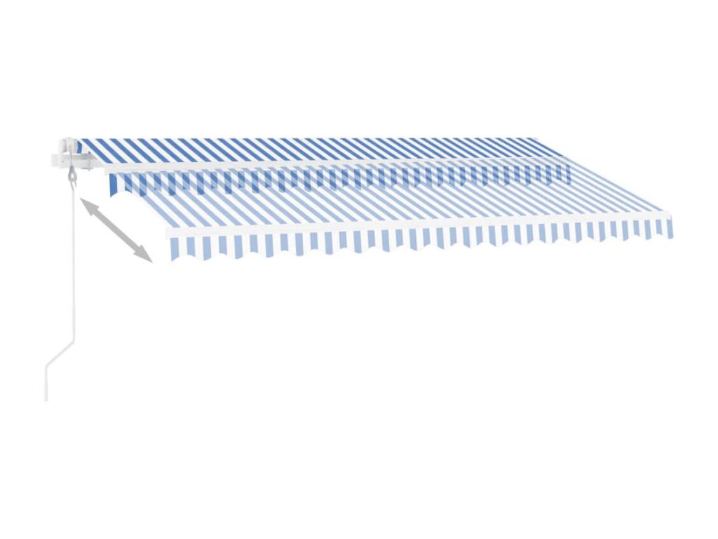 Toldo automático LED sensor de viento azul y blanco 400x300 cm