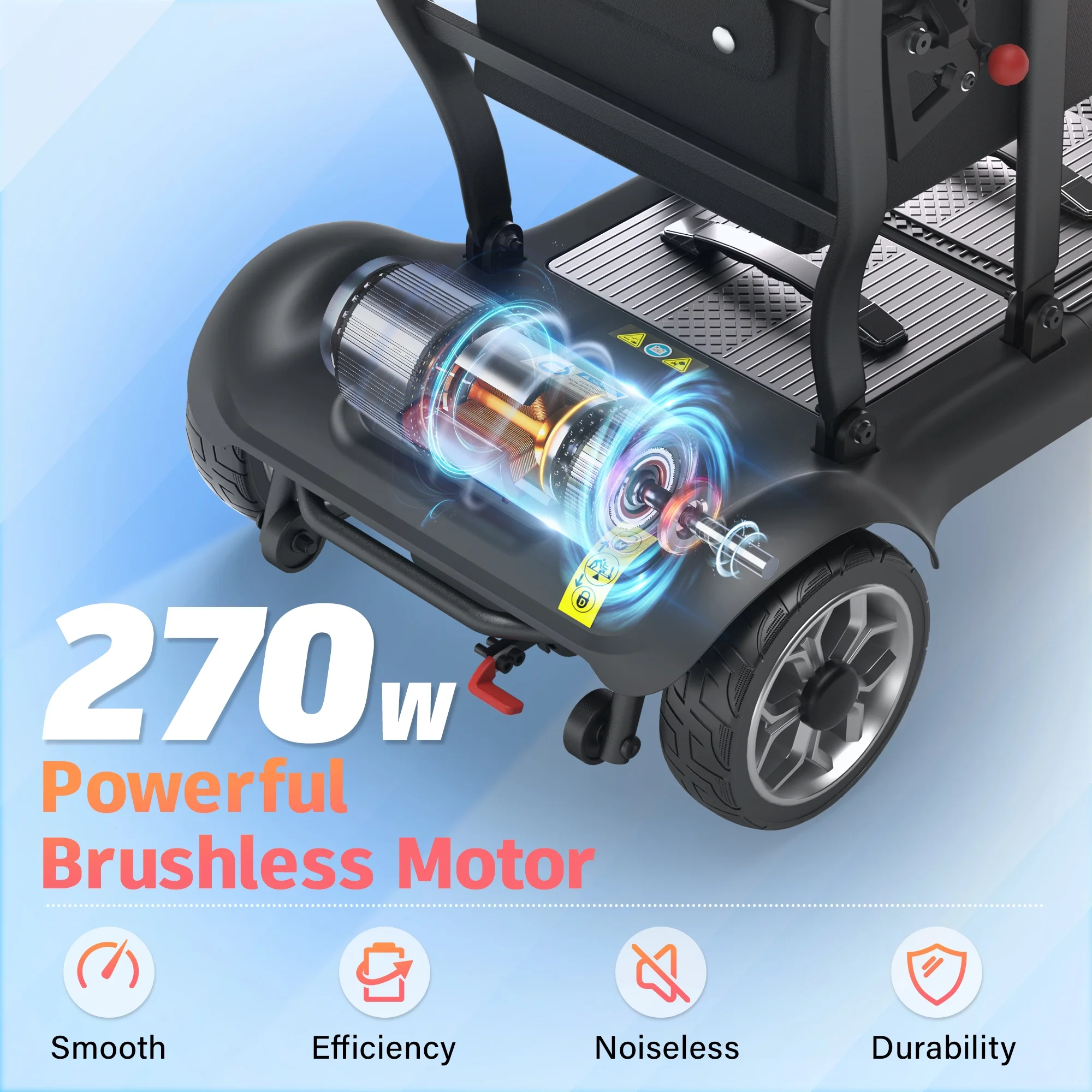 EAGLOG Light Weight 4 Wheels Mobility Scooter for Seniors, Electric Folding Wheelchair Device for Travel, Black - Image 11