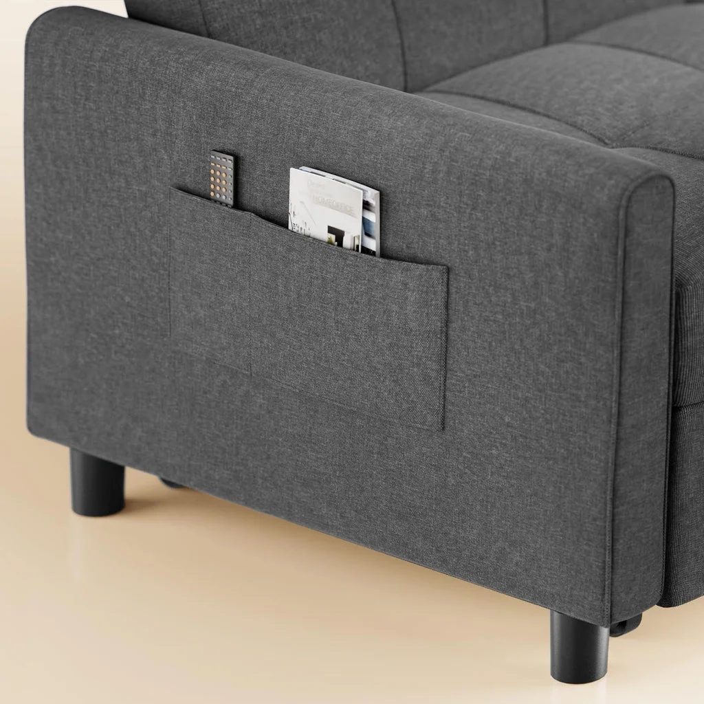 Convertible Sleeper Chair, Aiho 3-in-1 Convertible Sofa Bed Recliner Chair with Pull Out Couch - Dark Gray - Image 15