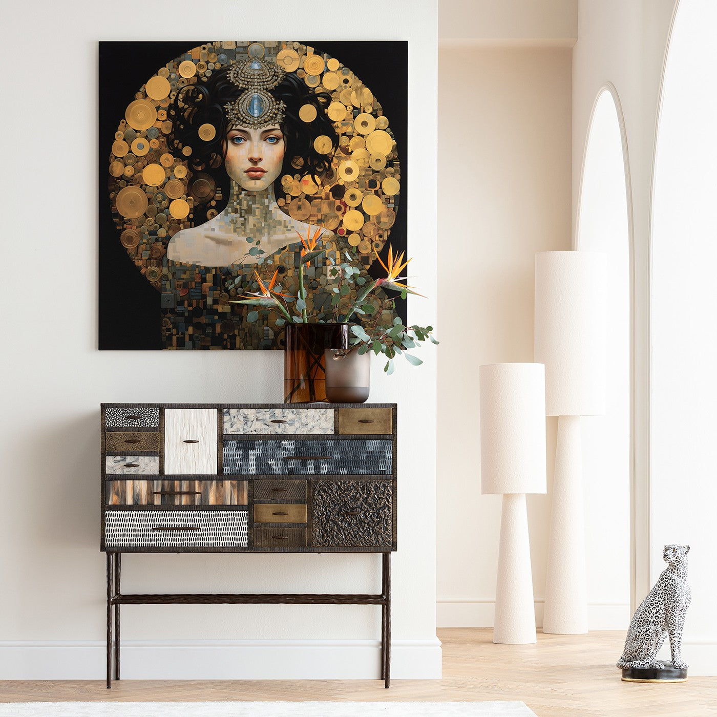 Vloerlamp Marleen Boucle 130cm beige Kare Design