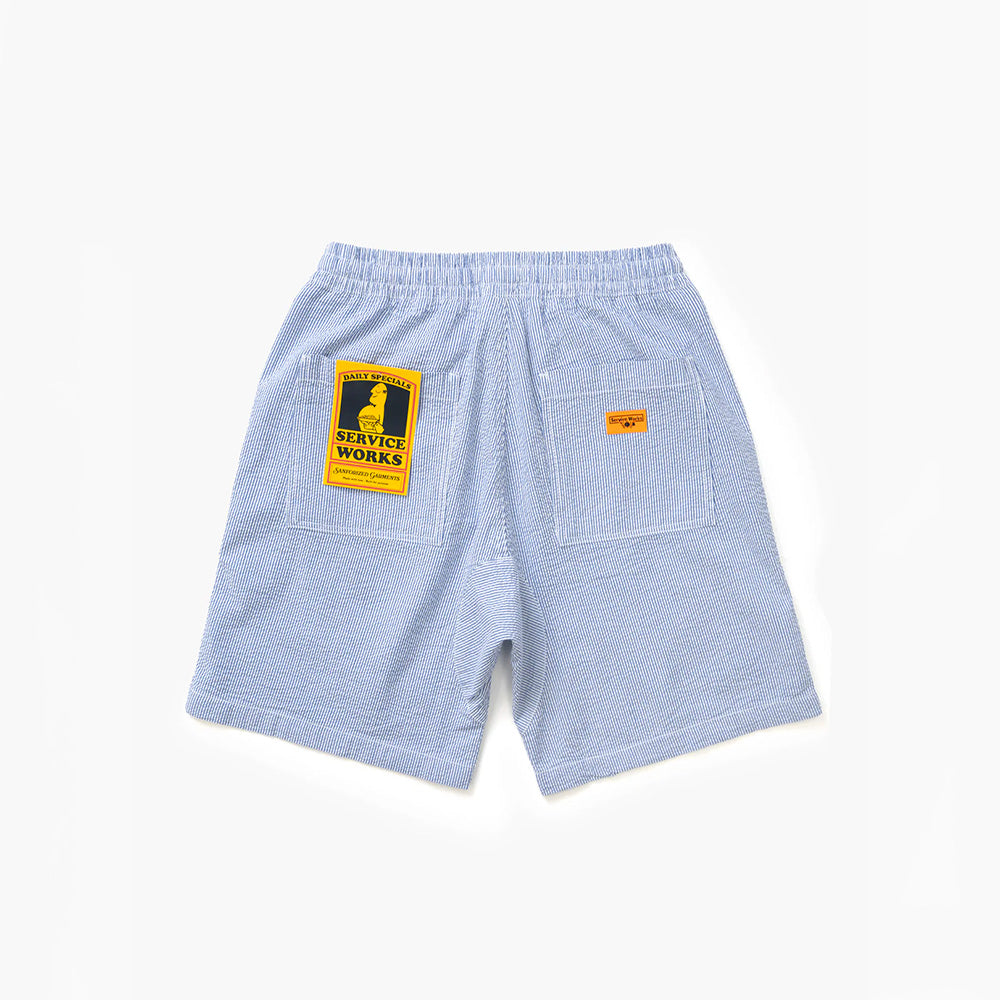 Service Works - Short Chef Seersucker - Bleu à rayures