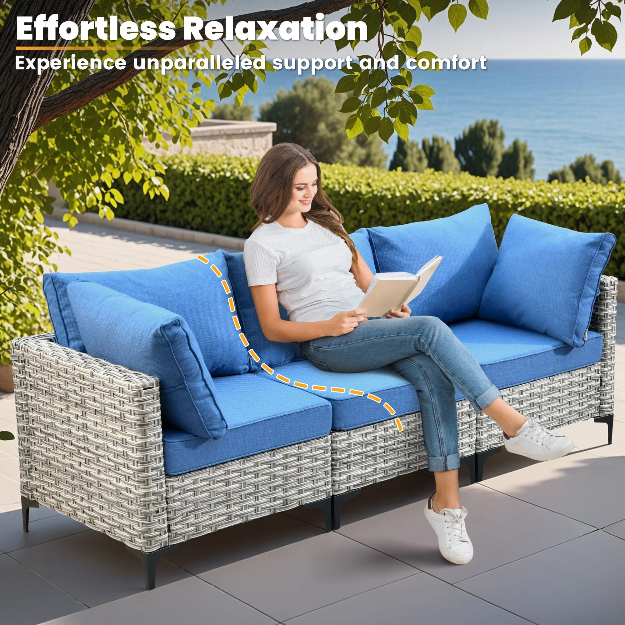 Vcatnet Outdoor Patio Furniture Sets 10 Pieces Sectional Sofa Wicker Conversation Set with Swivel Glider Chairs and Solar Powered Coffee Table for Porch,Backyard,Gray - Image 44