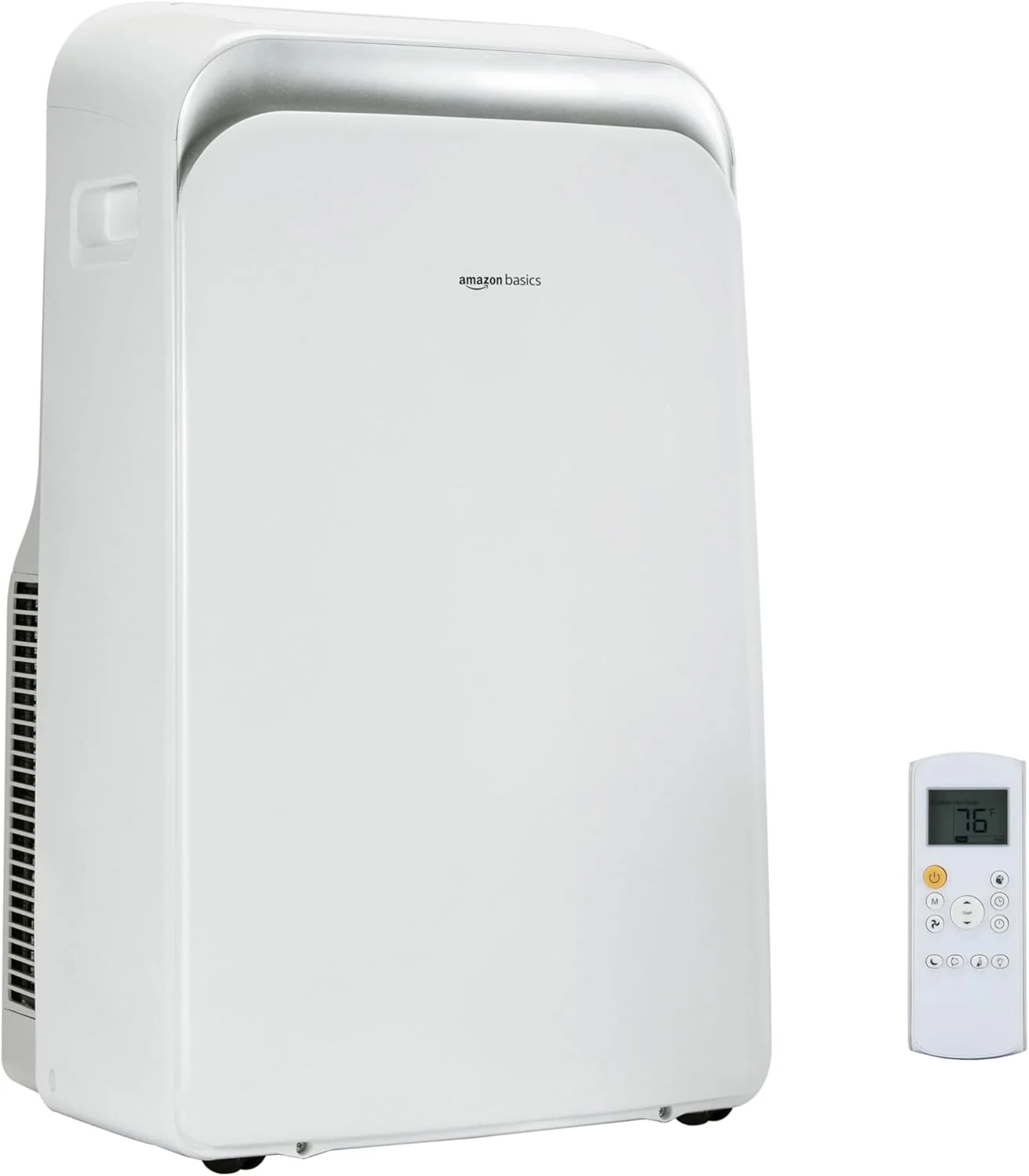Amazon Basics 3-In-1 Portable Air Conditioner with Remote, Timer, Sleep Mode, Auto Swing, Dehumidifier, 10000 BTU (ASHRAE)/6000 BTU (SACC), Cools Bedroom Up to 450 Sqf, White