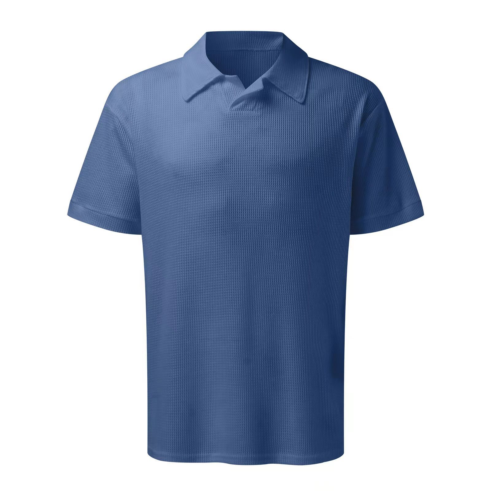 Suitmens Men's Blue Knit V-Neck Polo Shirt