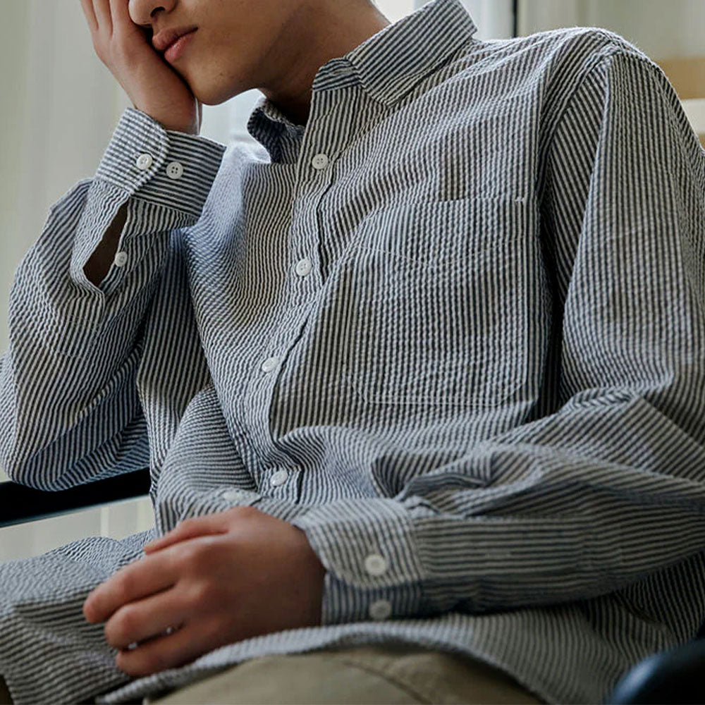 Frizmworks - Chemise Og Stripe Seersucker - Bleu
