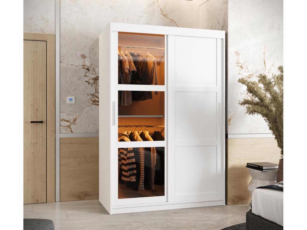 Armario - 2 puertas correderas - 200/120/62 cm - blanco