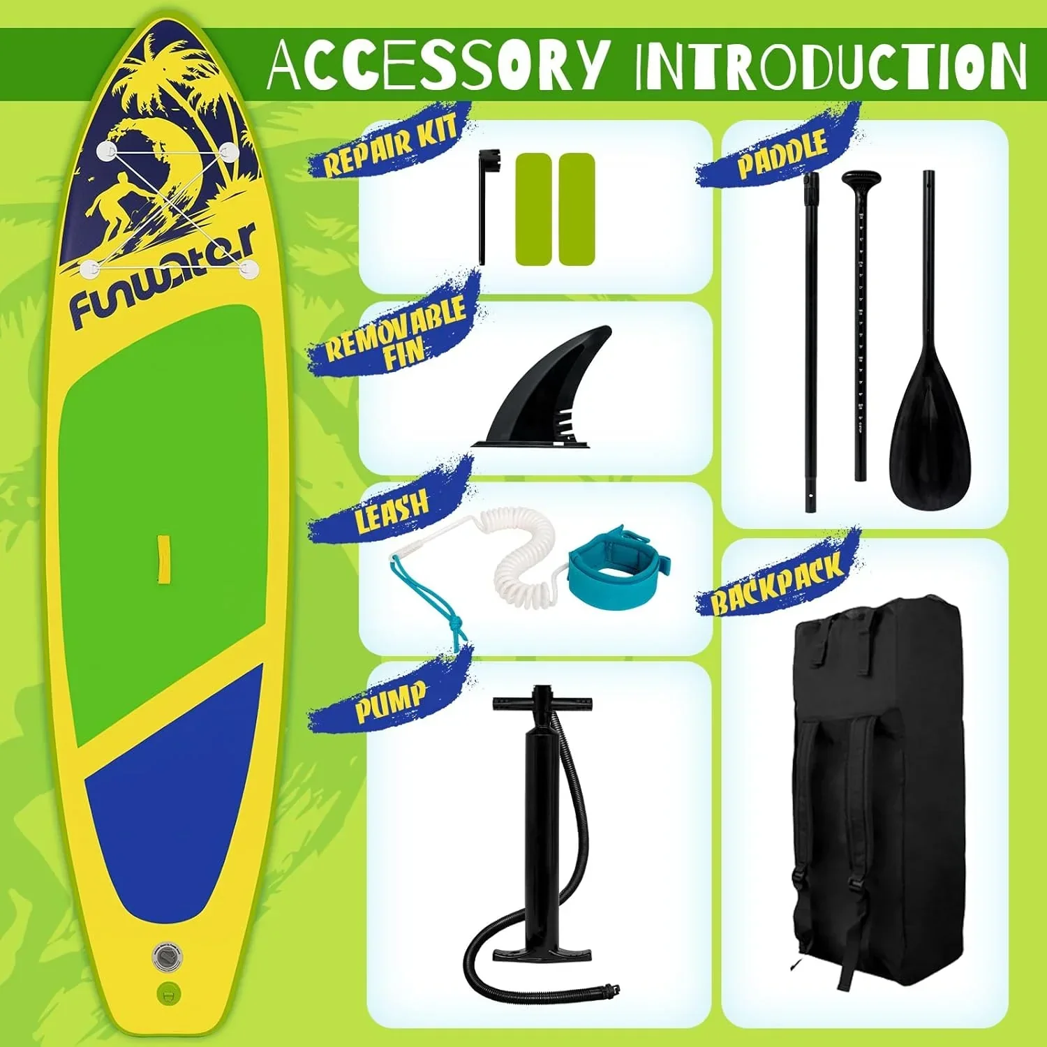 FunWater Inflatable Stand Up Paddle Board, 11 ft x 32 in x 6 in - SUP Paddle Accessories - Image 39 FunWater Inflatable Stand Up Paddle Board, 11 ft x 32 in x 6 in - SUP Paddle Accessories - Image 39