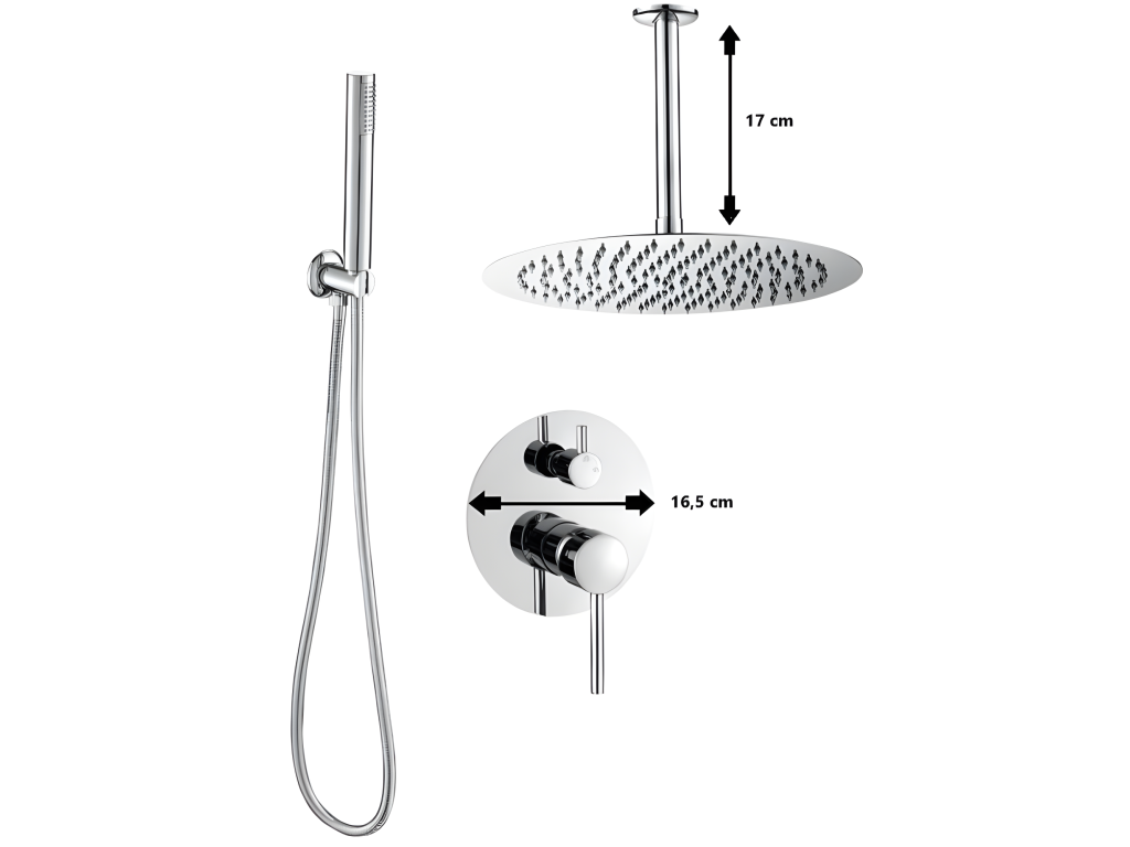 Conjunto de ducha empotrada techo monomando SLIGO Ø 30cm Cromado
