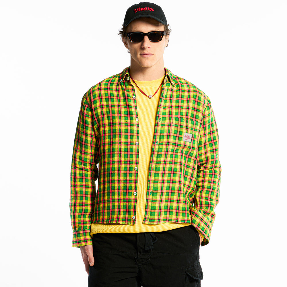 Au Vieux Campeur - Chemise Elmer à Carreaux - Vert Jaune & Rose