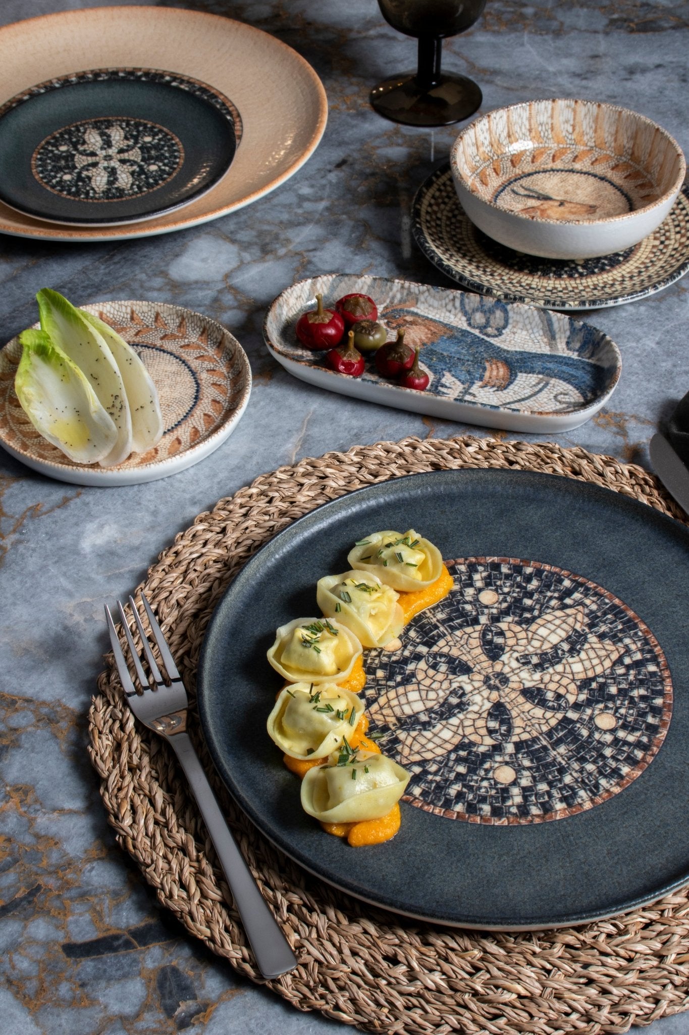 Bonna Diep bord - Mesopotamia - Porselein - 23 cm (1000cc) - set van 6