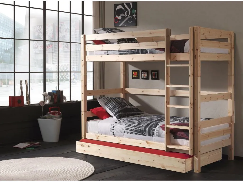 Litera extraíble 90x200 cm con cajón Lluesmamuebles macizo claro Lluesmamuebles Al 180 cm