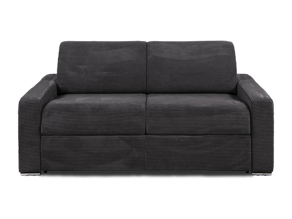 Sofá cama de 3 plazas de apertura rápida de pana gris antracita - Cama de 140 cm - Colchón de 14 cm - CALITO