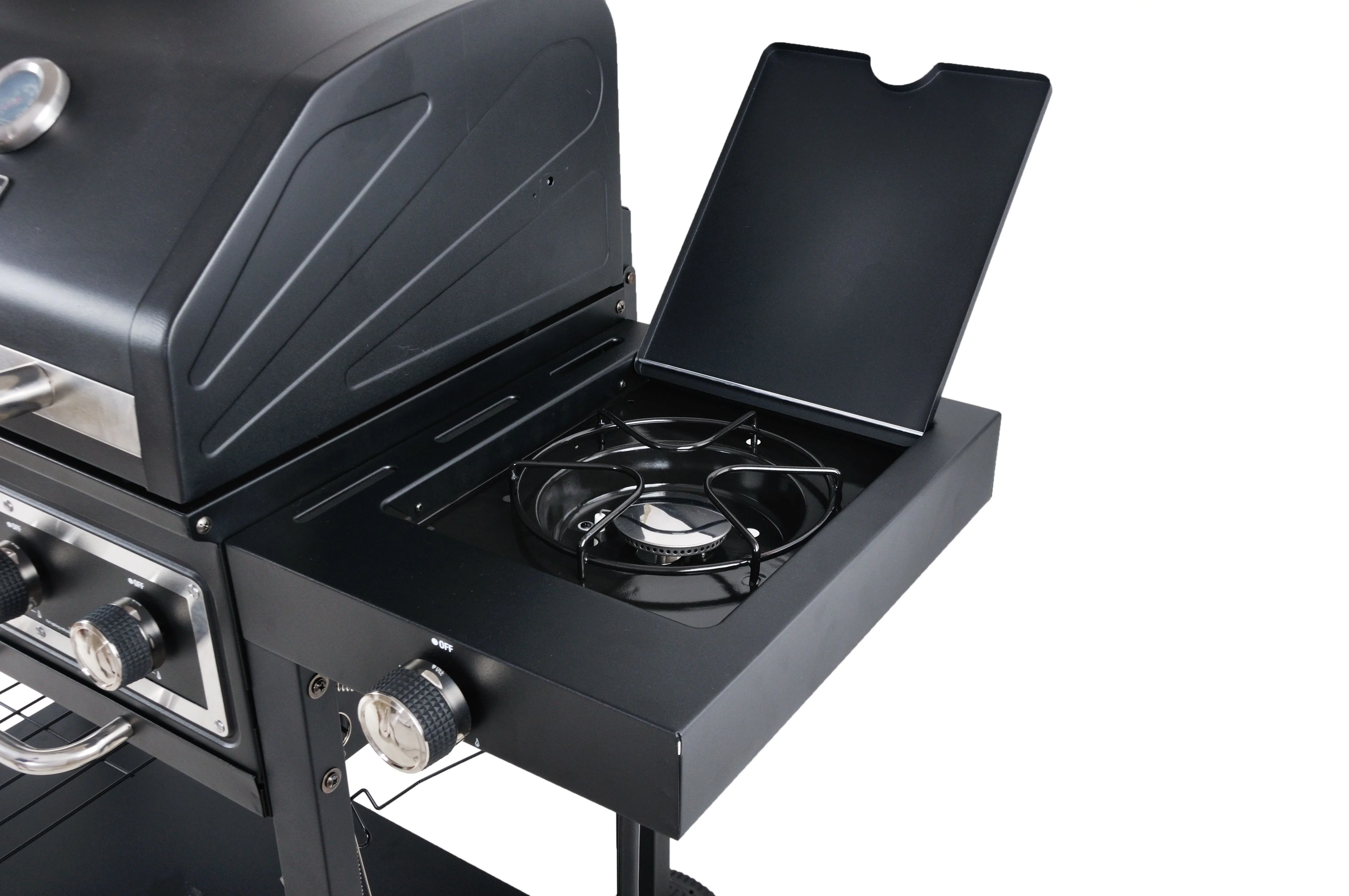 Dual Fuel Gas & Charcoal Combo Grill, Black with Stainless - Image 10