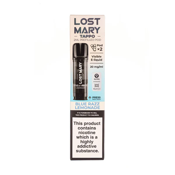 lost mary tappo blue razz lemonade Blue Razz Lemonade Tappo Prefilled Pods by Lost Mary