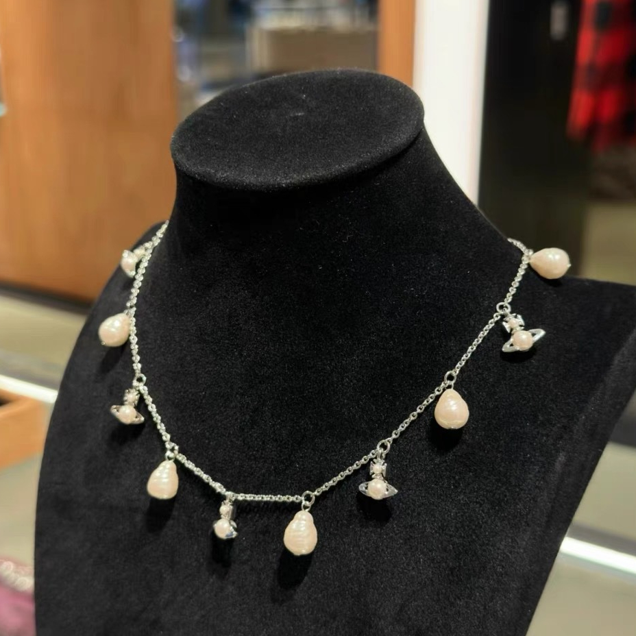 Vivienne Westwood Baroque Pearl Saturn Charms Necklace - Original Replica Club