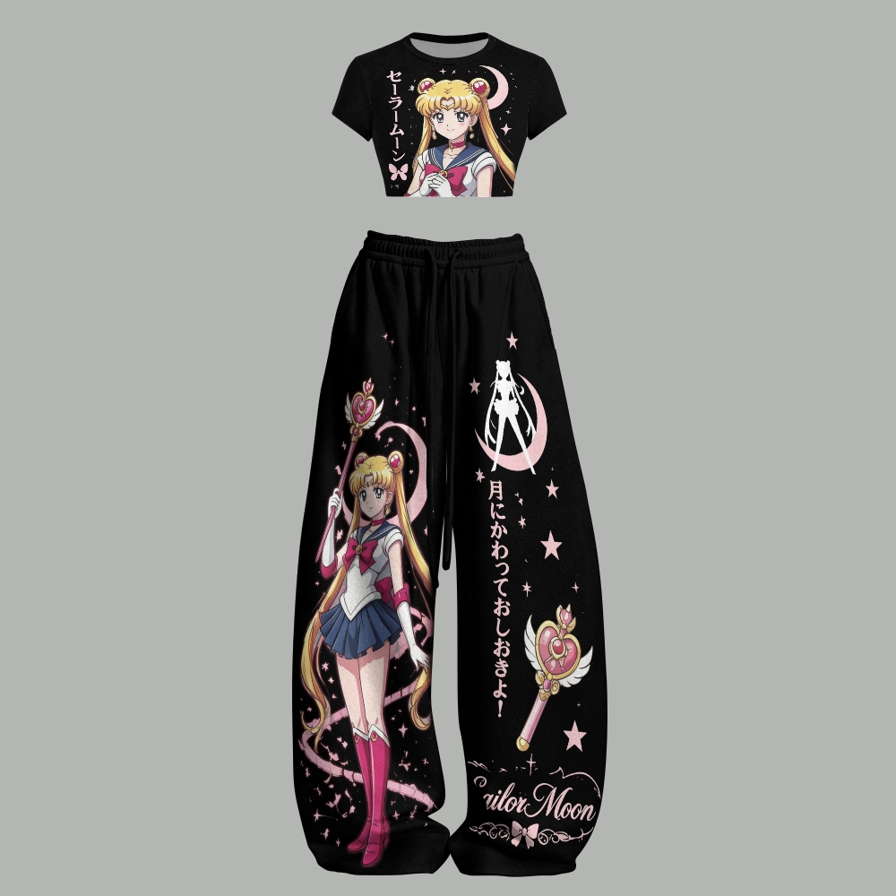 Sailor Moon Women T-Shirt  & Elasticated Trousers Two-Piece Set
