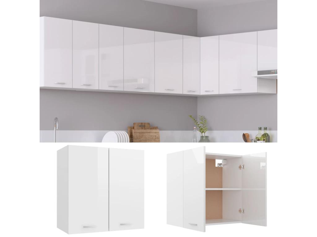 Armario colgante Blanco brillo 60x31x60 cm Madera contrachapada