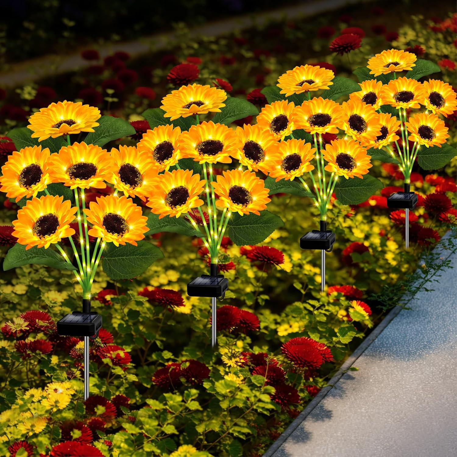 🌟🌻 Solar Powered LED Sunflower Garden Lights Set