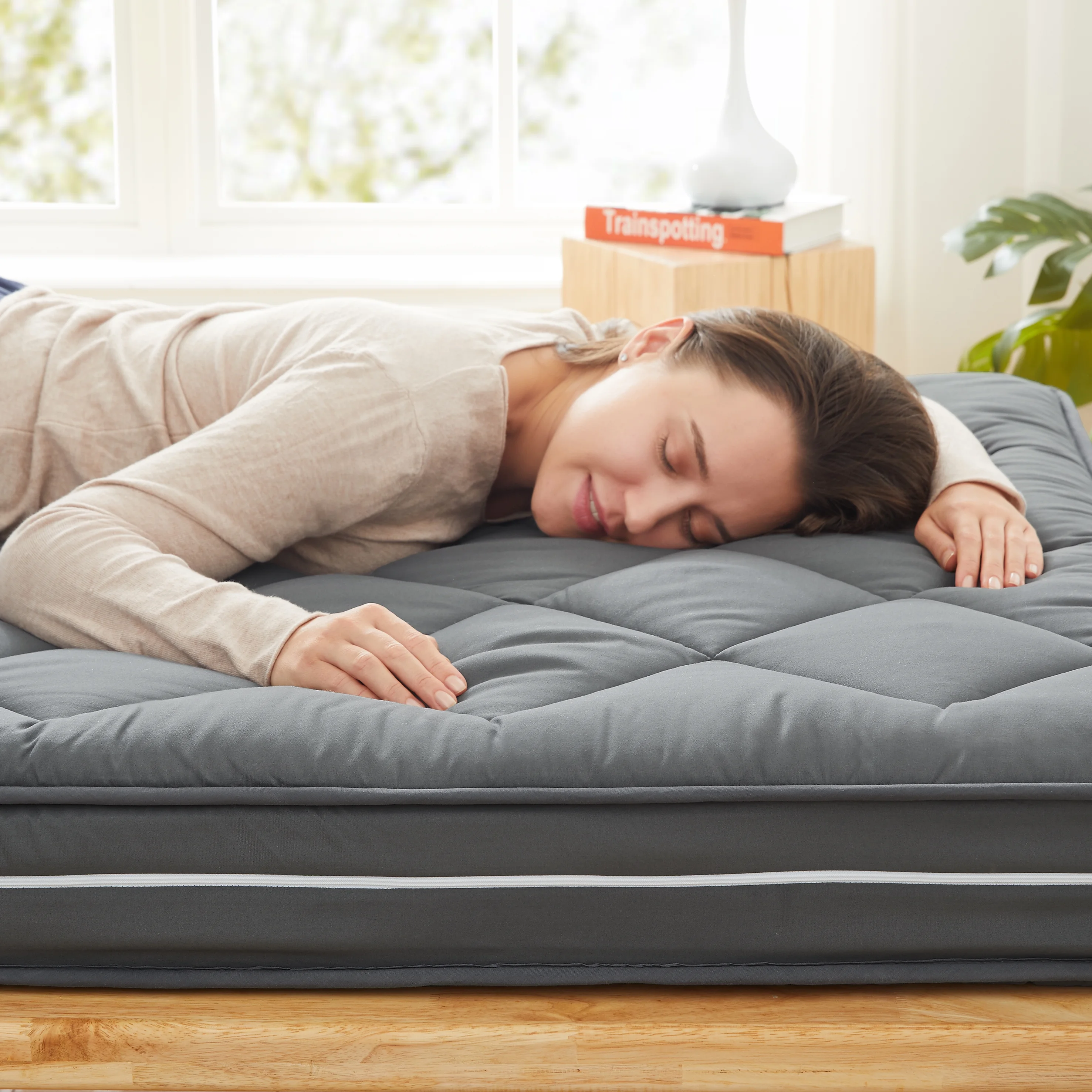 Jamdok 4Inch Floor Mattress,3-Layer Structure,Narrow Twin Size Gel Memory Foam,Removable Pillow Top Cover,Roll up Cot Mattress Topper,Portable Sleep Mat(75X30X4-) - Image 14