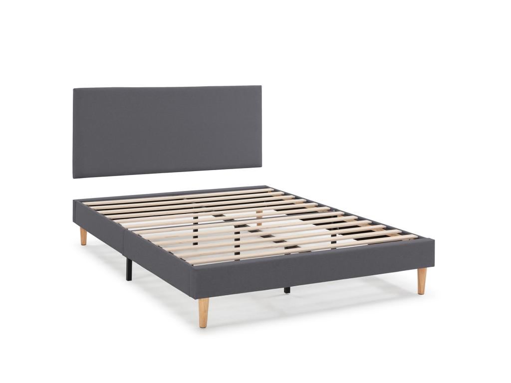 Base tapizada + Cabecero Aura 150x190 cm Gris Oscuro