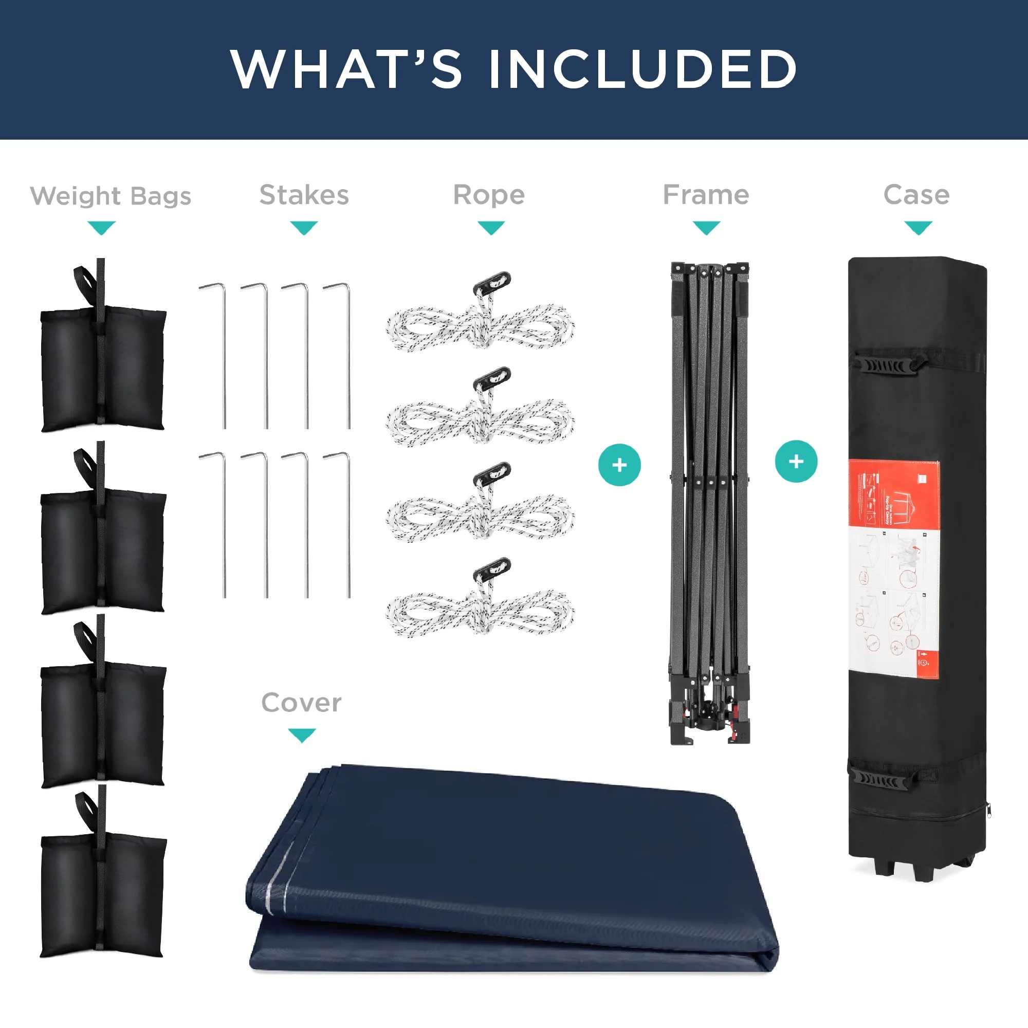 Best Choice Products 12x12ft Easy Setup Pop Up Canopy w/ 1-Button Setup, Wheeled Case, 4 Weight Bags - Navy Blue - Image 14