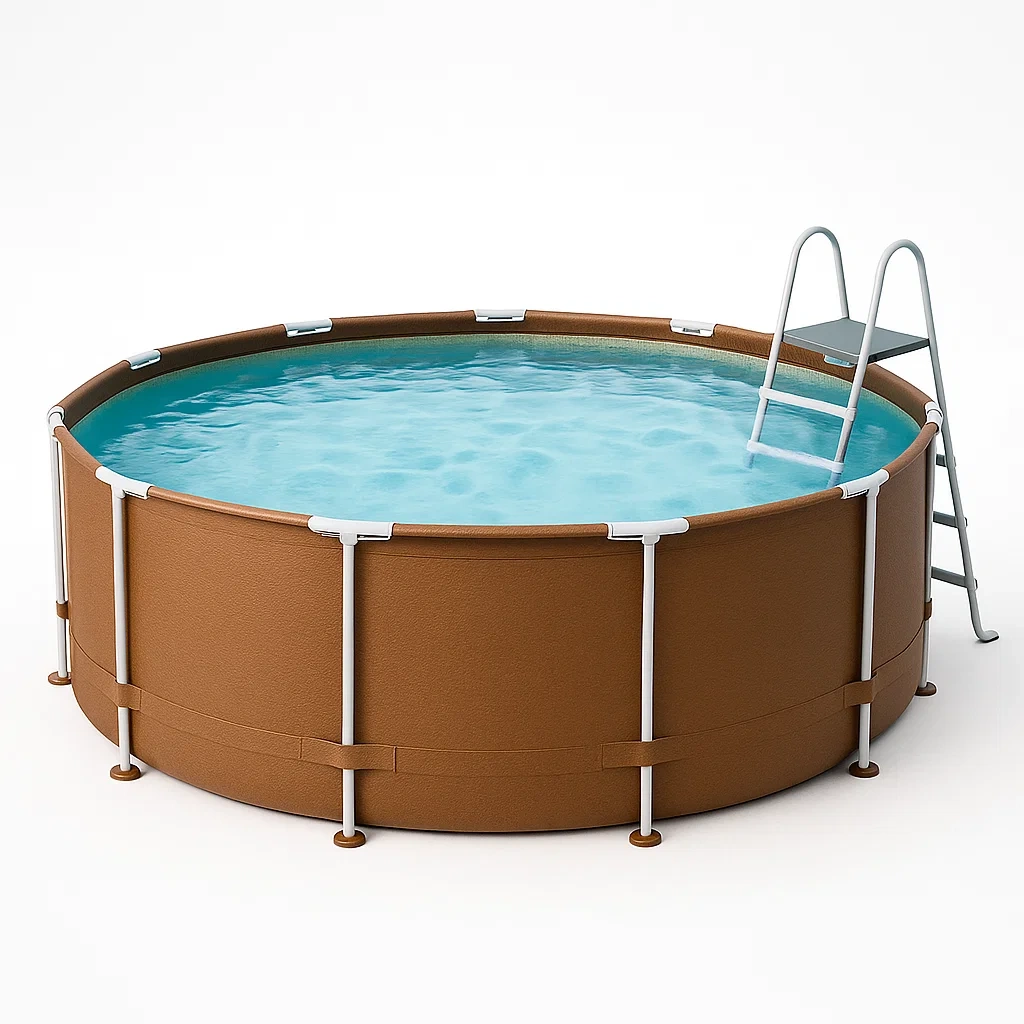 Piscina tubular redonda desmontable acero 448x105 cm color marrón con filtro y escalera yTmGRte286nx