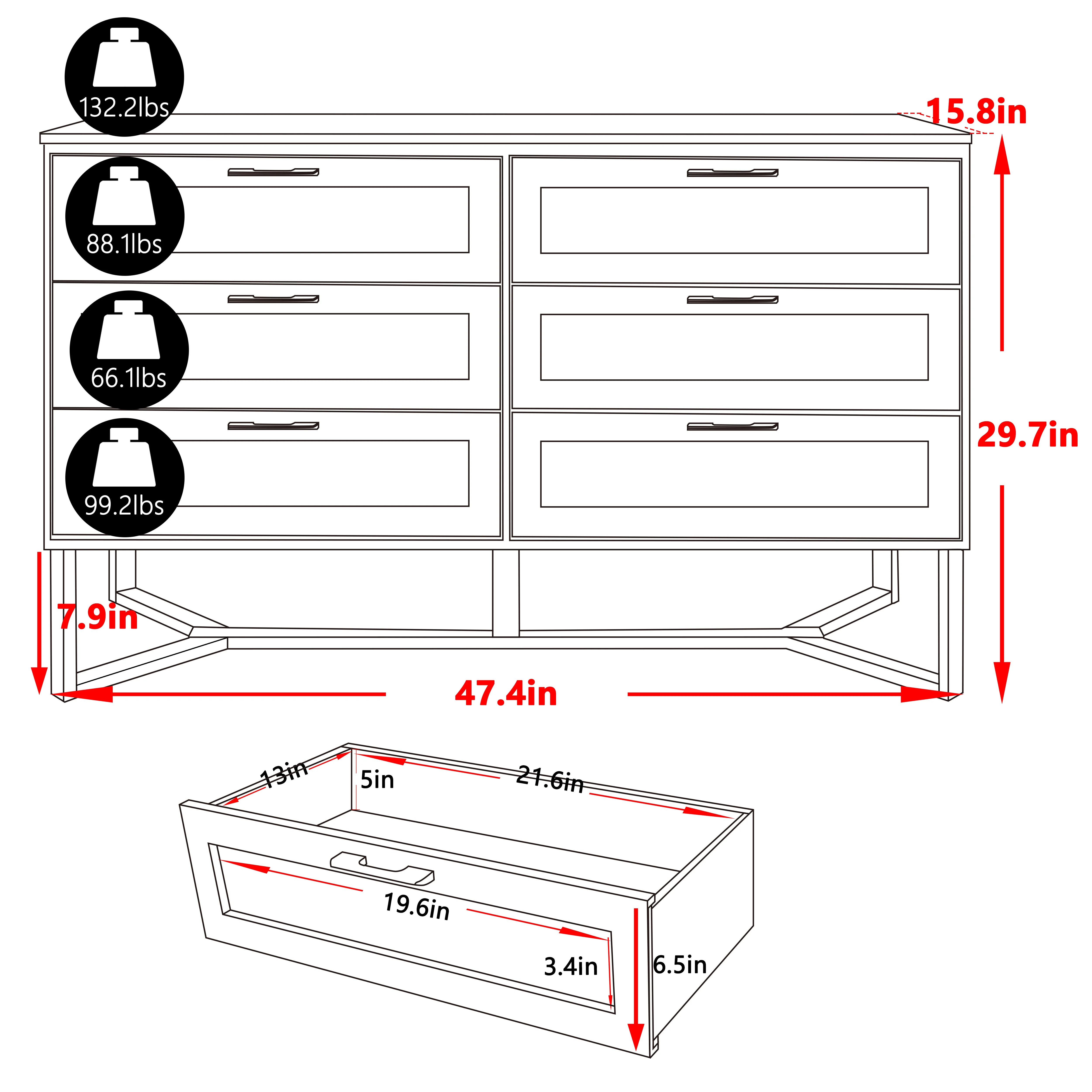 VEIKOUS Oversized 5-Drawer Dresser Chest, Large Storage Dresser for Bedroom Storage, Oak - Image 39