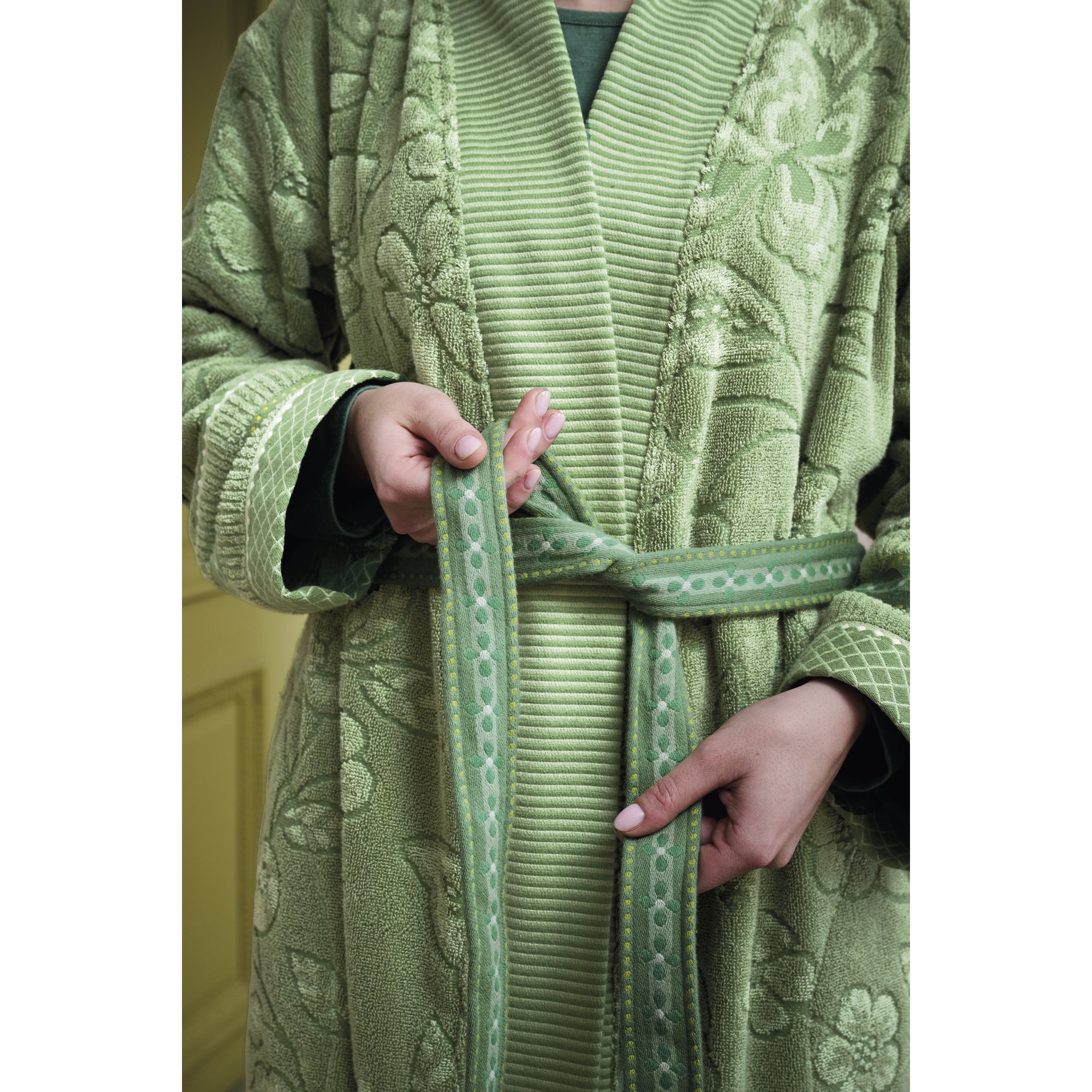 Pip Studio Jasmin Jacquard Badjas - Groen - XL