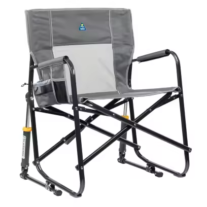 GCI Outdoor Freestyle Rocker XL Oversized Foldable Rocking Camp Chair, Pewter