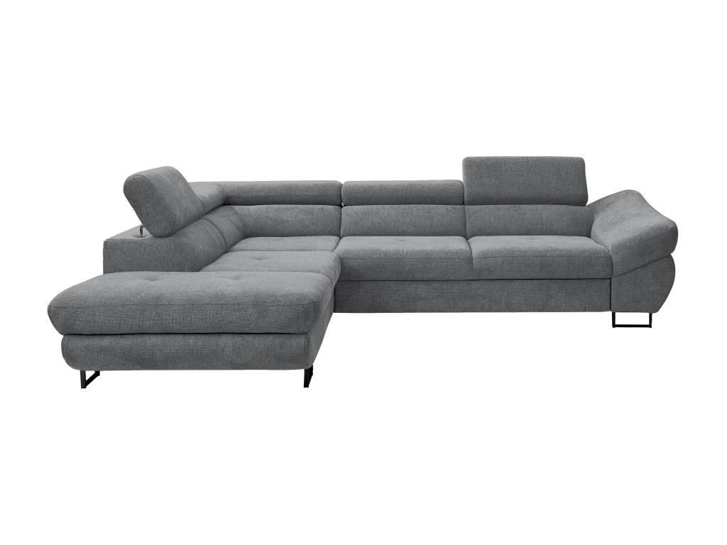 Sofá cama esquinero izquierdo de tela texturizada gris