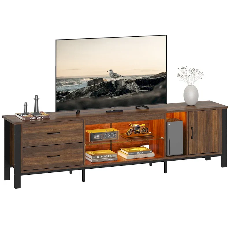 Contemporary 80-Inch TV Stand for 75/80/85 Inch TVs with 2 Drawers