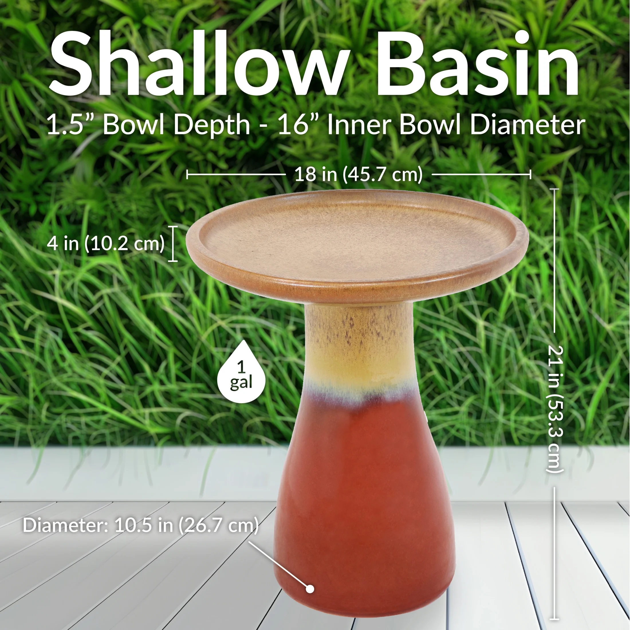Sunnydaze Freestanding Ceramic Outdoor Bird Bath, Glazed, UV-Resistant Galaxy Blue Finish - Image 39