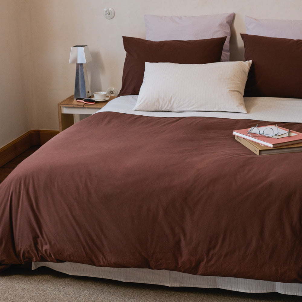 Housse de couette en percale de coton - Marron Cargo