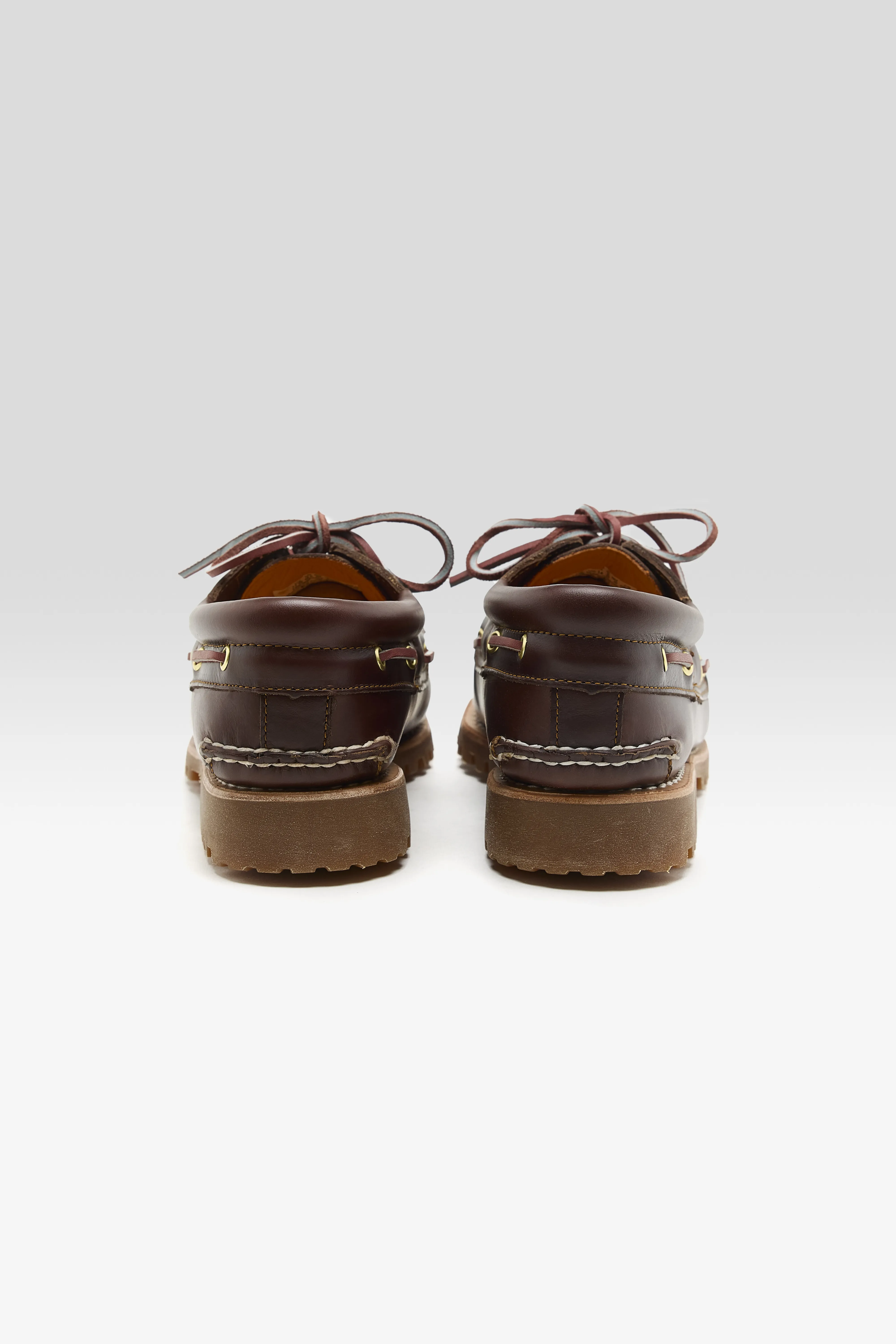 Bellerose Authentic 3-Eye Lug Boat Shoes for Men (252 / M / BROWN)